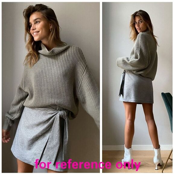 NWT|Wilfred Grey Wool Cashmere Blend Plaid Bow Skirt, Size 6 - Picture 7 of 7